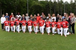 Senior Day - May 6, 2017 - Wilson Field. Davidson Wildcats: Manager James Padley (40), Tyler Agard (1), Cameron Marshall (9), Chase Plebani (13), Lukas Pracher (24), Westin Whitmire (27), Brian Fortier (28), Jake Sidwell (29), Durin O'Linger (34), Cody White (39), Will Robertson (41), and their families.